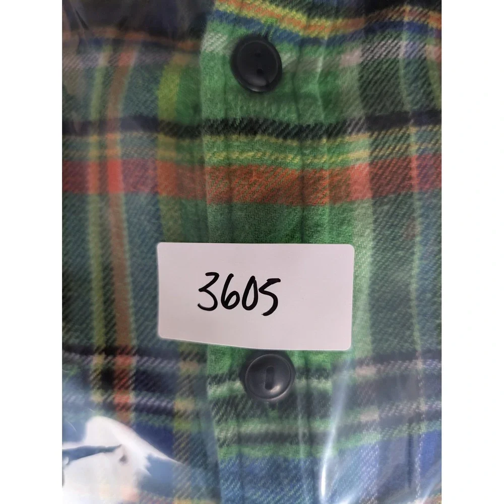 Polo Ralph Lauren Flannel Shirt Mens M Green Plaid Long Sleeve Cotton Cabin Prep